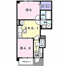 フィオーレ・I 1階2DKの間取り