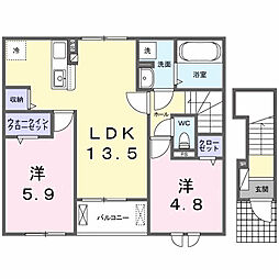 パラッツオ　Ｃ 2階2LDKの間取り