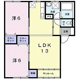 ボヌール・Ｆ　Ｂ 1階2LDKの間取り