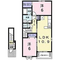 プレミアム・メルヘン 2階2LDKの間取り