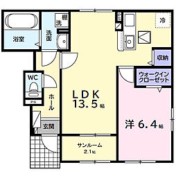 アルタハイムＢ 1階1LDKの間取り