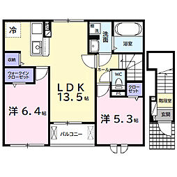 アルタハイムＢ 2階2LDKの間取り