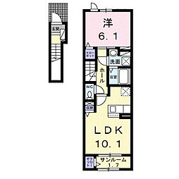 かがやき 2階1LDKの間取り