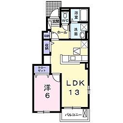 サンリバー 1階1LDKの間取り
