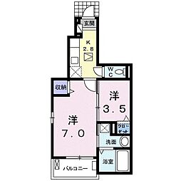 ラ・ルーチェ米原II 1階1Kの間取り