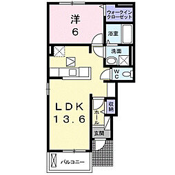 サニーグレイス・アイＡ 1階1LDKの間取り