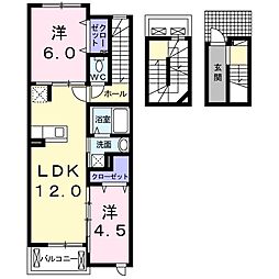 パークサイド　トリイ　I 3階2LDKの間取り