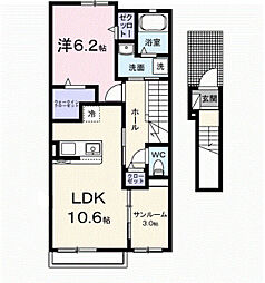 マ・メゾンII 2階1LDKの間取り
