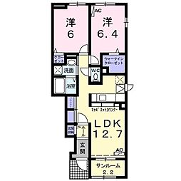 アクアコージー136 2LDKの間取図画像