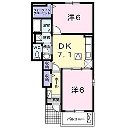 グレイスフル　III 1階2DKの間取り