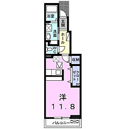 ベルサピーV 1階ワンルームの間取り