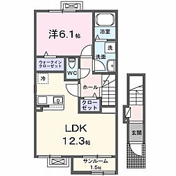 ル　シエル 2階1LDKの間取り