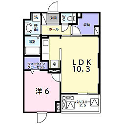 つばさガーデン奈良輪 4階1LDKの間取り