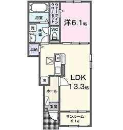 グランソレイユ 1階1LDKの間取り