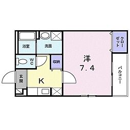 ボニータパレス宝鏡 1Kの間取図画像