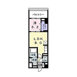 ネオ・ツリー・レジデンス難波 1LDKの間取図画像