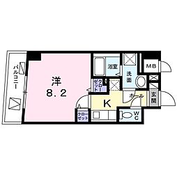 アンソレイエ 2階1Kの間取り