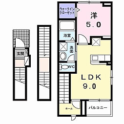 コロレ宝永町 1LDKの間取図画像