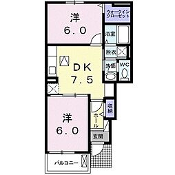 新地横丁　I 1階2DKの間取り