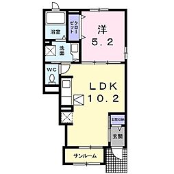 さくらIV 1階1LDKの間取り