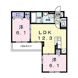HILL COURT 水無瀬 2LDKの間取図画像