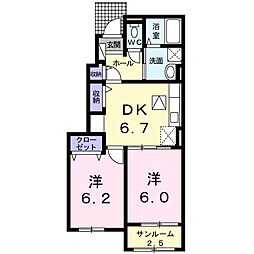 グラン　レジデンス　Ａ 1階2DKの間取り