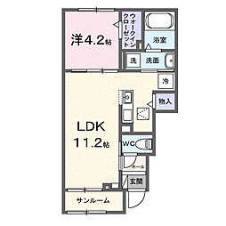 モンステラ 1LDKの間取図画像