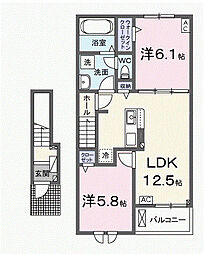 シエル 2LDKの間取図画像