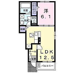 ベル フェリス C 1LDKの間取図画像