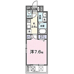 ヒカルサ熊谷サウス 1Kの間取図画像