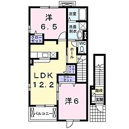 サニーブリーズ五日市観音 2LDKの間取図画像
