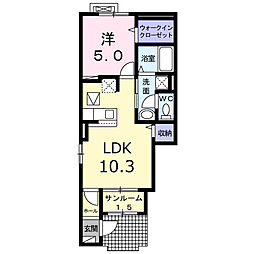 マルベリー ライト キタヤマ 1LDKの間取図画像