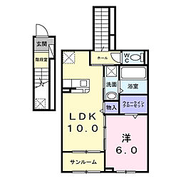 エリオス 1LDKの間取図画像