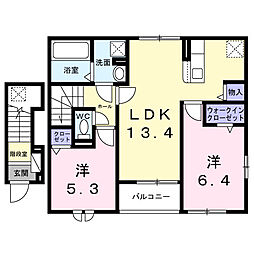 ハウス フェリーチェ II 2LDKの間取図画像