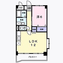 スカイコート21 1LDKの間取図画像