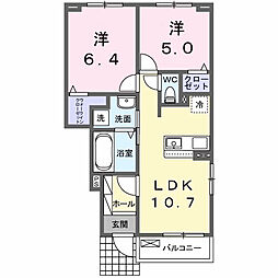 テラス M3 I 2LDKの間取図画像