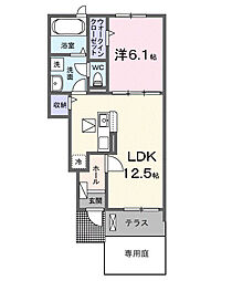 カフア テラス 1LDKの間取図画像