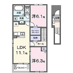 メグ・クレール B 2LDKの間取図画像
