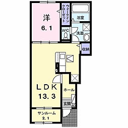 ブルーム 1LDKの間取図画像