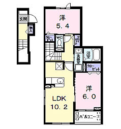 クレール・アンジュI 2LDKの間取図画像