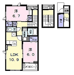 クレール・アンジュI 2LDKの間取図画像
