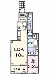 向日葵之颯I 1LDKの間取図画像