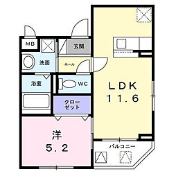 ソレイユ八条春日 1LDKの間取図画像