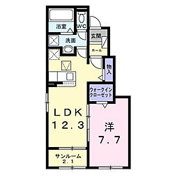 緑井3丁目アパート 1LDKの間取図画像