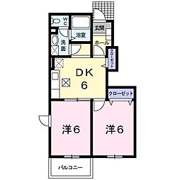 キャピタル広瀬2 2DKの間取図画像