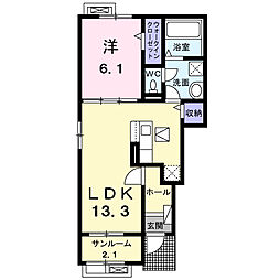 向日葵 2 1LDKの間取図画像