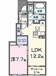 うららIII 1LDKの間取図画像