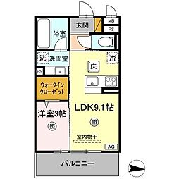 C&AーI 1LDKの間取図画像