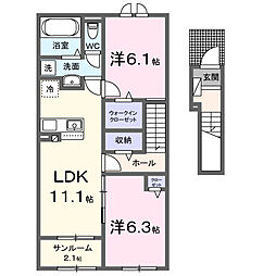 アヴァン・リヴィエール 2LDKの間取図画像