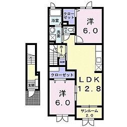 エトワールB 2LDKの間取図画像